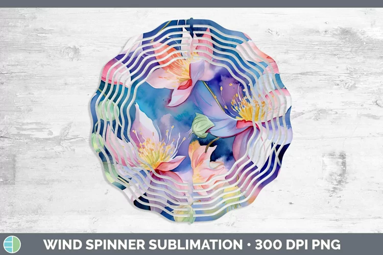 Watercolor Flowers Columbine Wind Spinner Sublimation Spinne