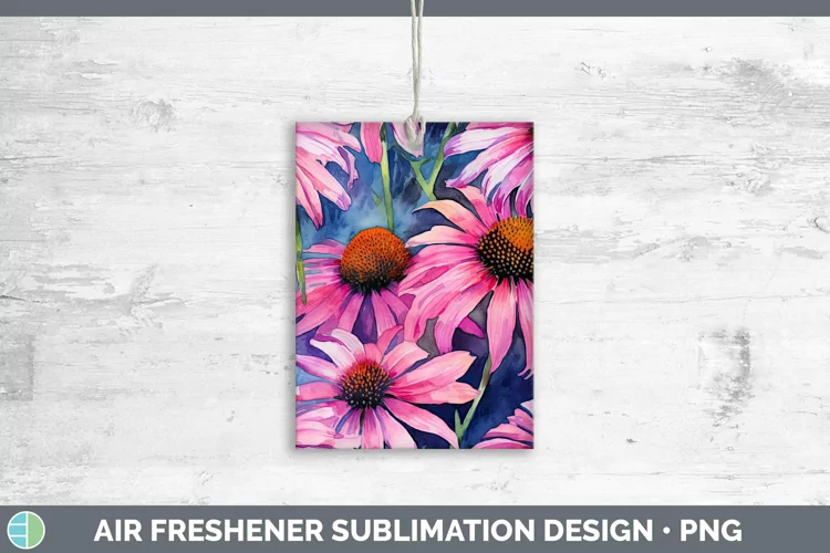 Watercolor Flowers Coneflower Air Freshener Sublimation Car