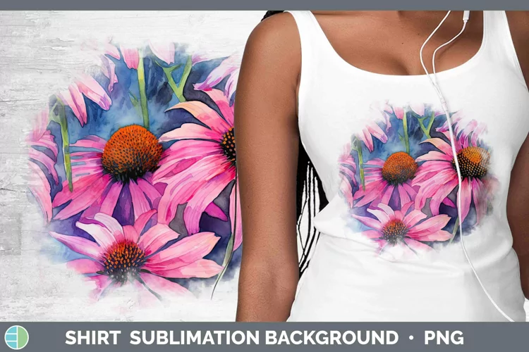 Watercolor Flowers Coneflower Shirt Sublimation Sublimation