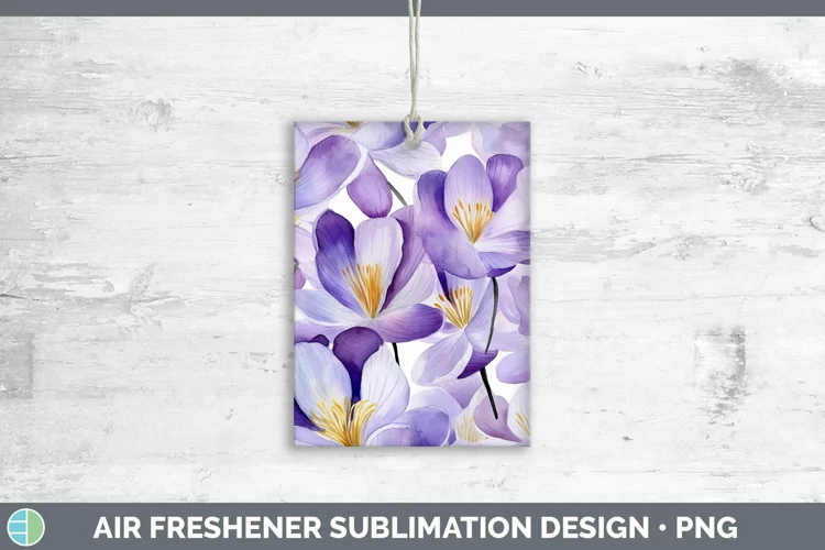Watercolor Flowers Crocus Air Freshener Sublimation Car Fres