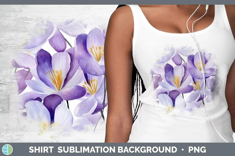 Watercolor Flowers Crocus Shirt Sublimation Sublimation Back