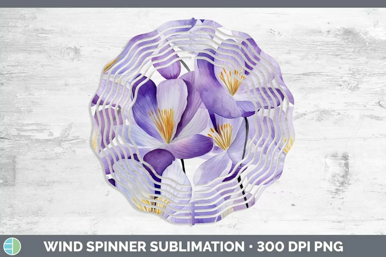 Watercolor Flowers Crocus Wind Spinner Sublimation Spinner D