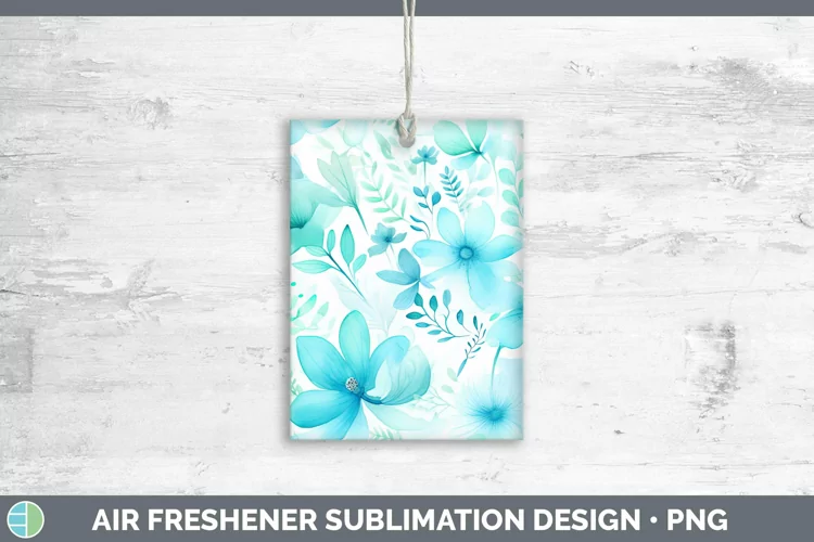 Watercolor Flowers Cyan Air Freshener Sublimation Car Freshe