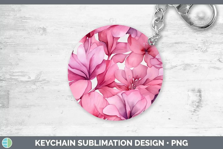 Watercolor Flowers Cyclamen Keychain Sublimation Keyring Des