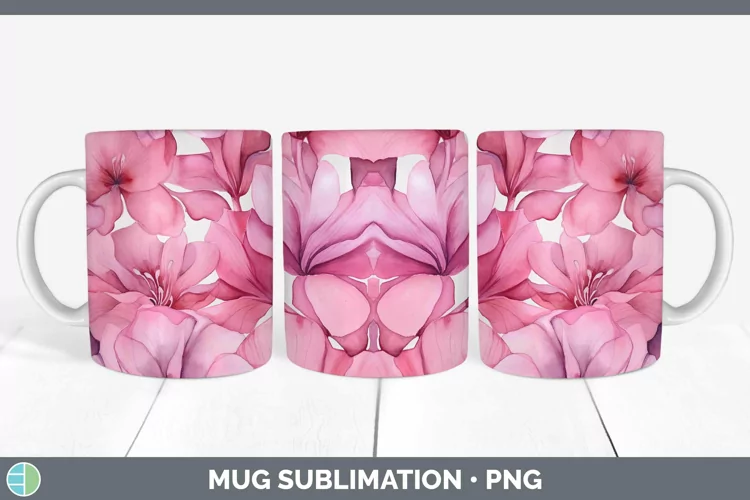 Watercolor Flowers Cyclamen Mug Wrap Sublimation Coffee Cup