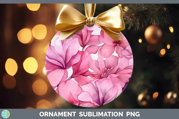 Watercolor Flowers Cyclamen Ornament Sublimation Bauble Desi