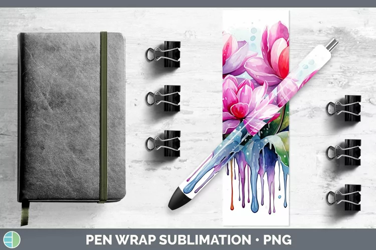 Watercolor Flowers Cyclamen Pen Wrap Sublimation Epoxy Pen D
