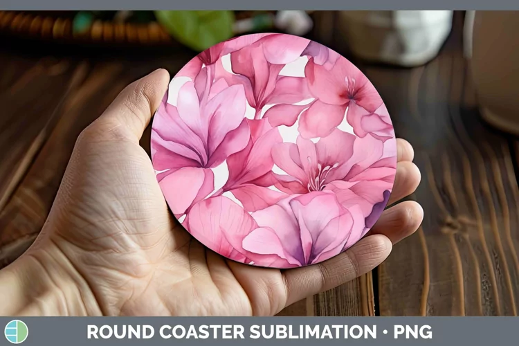Watercolor Flowers Cyclamen Round Coaster Sublimation Coaste