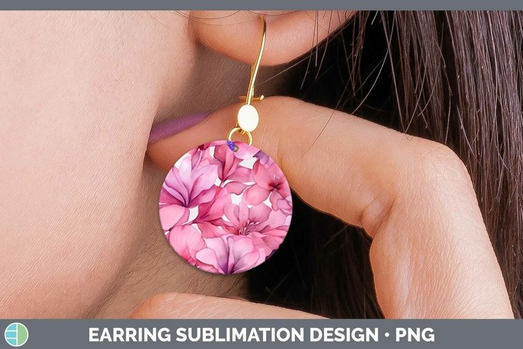 Watercolor Flowers Cyclamen Round Earrings Sublimation Earri