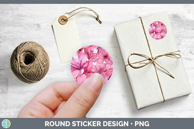 Watercolor Flowers Cyclamen Stickers | Round Labels Designs
