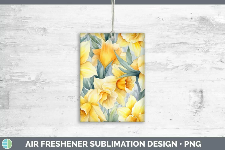Watercolor Flowers Daffodil Air Freshener Sublimation Car Fr