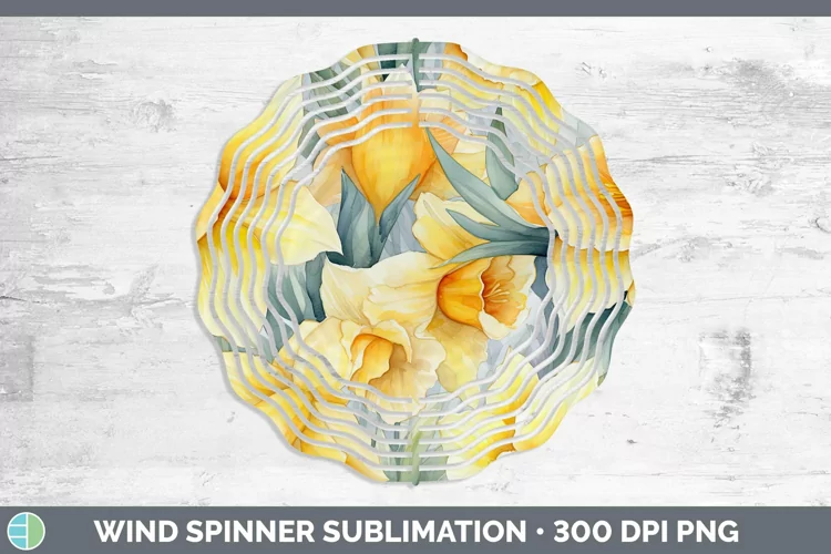 Watercolor Flowers Daffodil Wind Spinner Sublimation Spinner