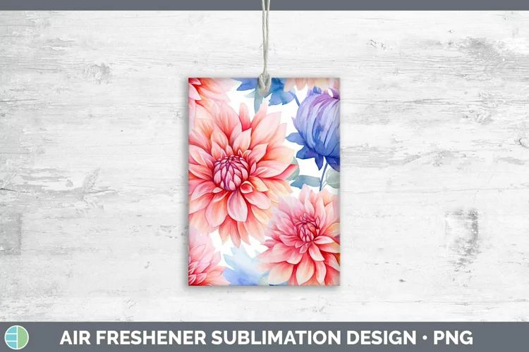 Watercolor Flowers Dahlia Air Freshener Sublimation Car Fres