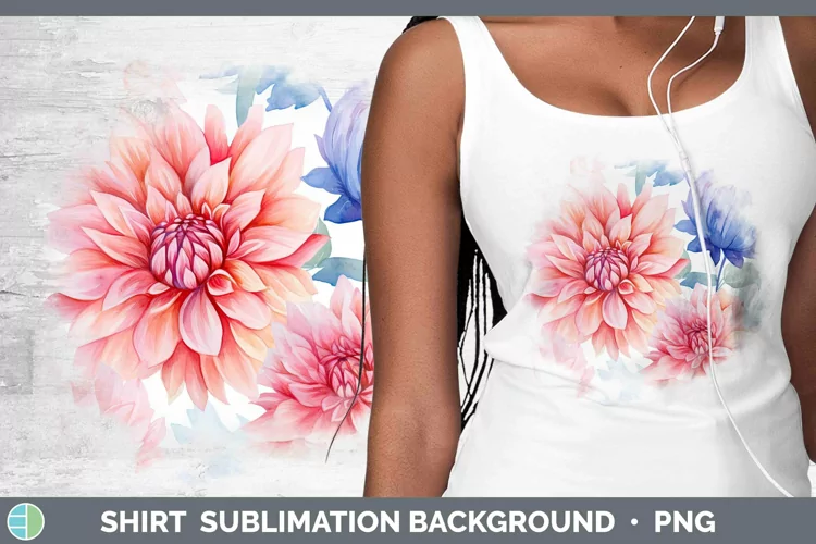 Watercolor Flowers Dahlia Shirt Sublimation Sublimation Back