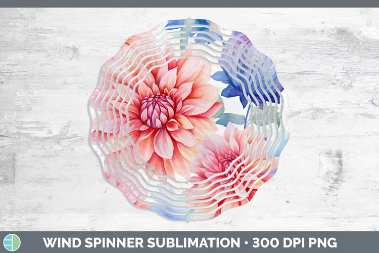 Watercolor Flowers Dahlia Wind Spinner Sublimation Spinner D
