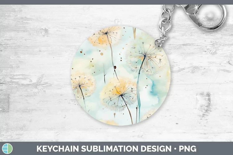 Watercolor Flowers Dandelion Keychain Sublimation Keyring De