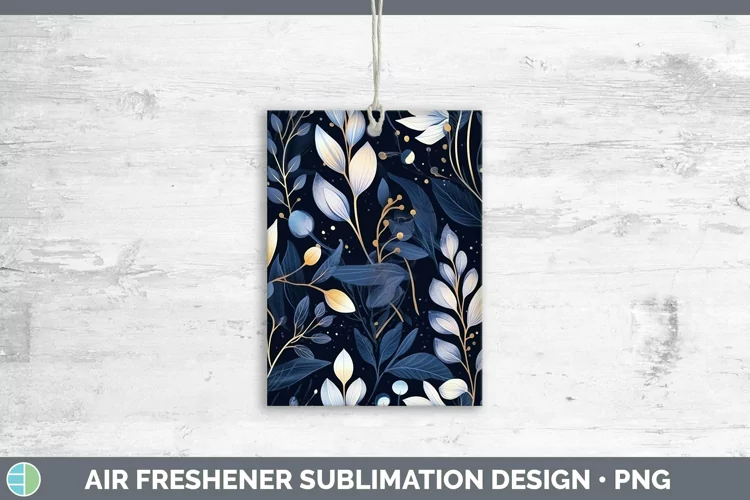 Watercolor Flowers Dark Blue Air Freshener Sublimation Car F