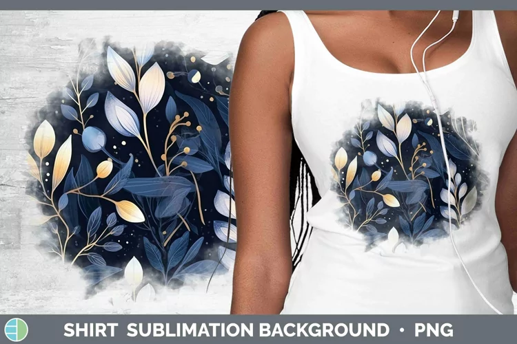 Watercolor Flowers Dark Blue Shirt Sublimation Sublimation B