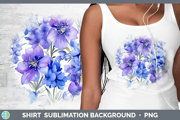 Watercolor Flowers Delphinium Shirt Sublimation Sublimation