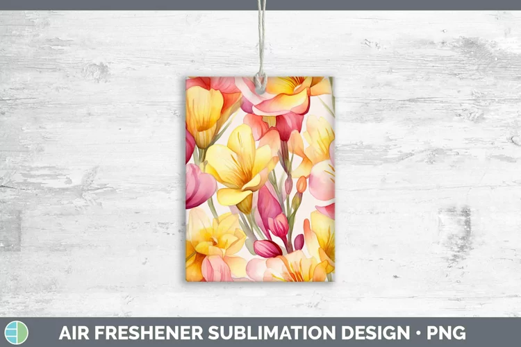 Watercolor Flowers Freesia Air Freshener Sublimation Car Fre