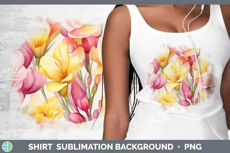 Watercolor Flowers Freesia Shirt Sublimation Sublimation Bac