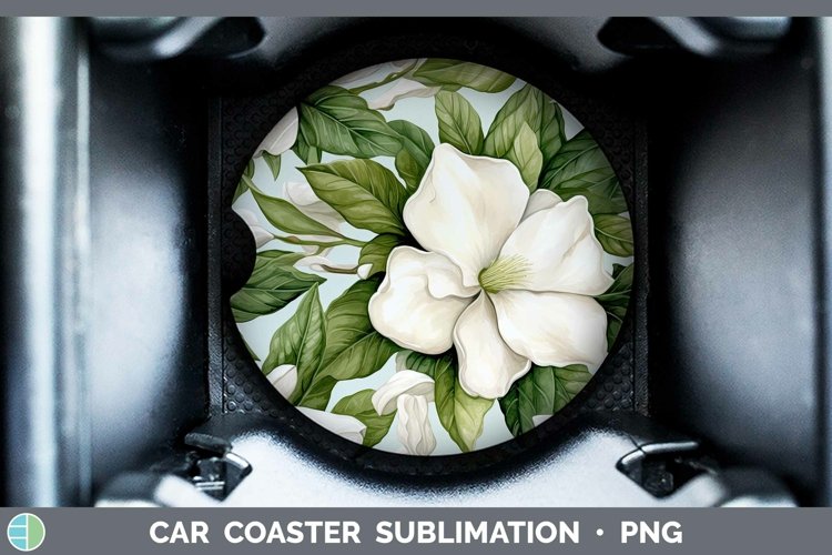 Watercolor Flowers Gardenia Car Coaster Sublimation Coaster