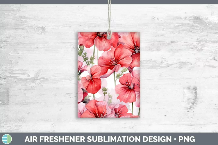 Watercolor Flowers Geranium Air Freshener Sublimation Car Fr