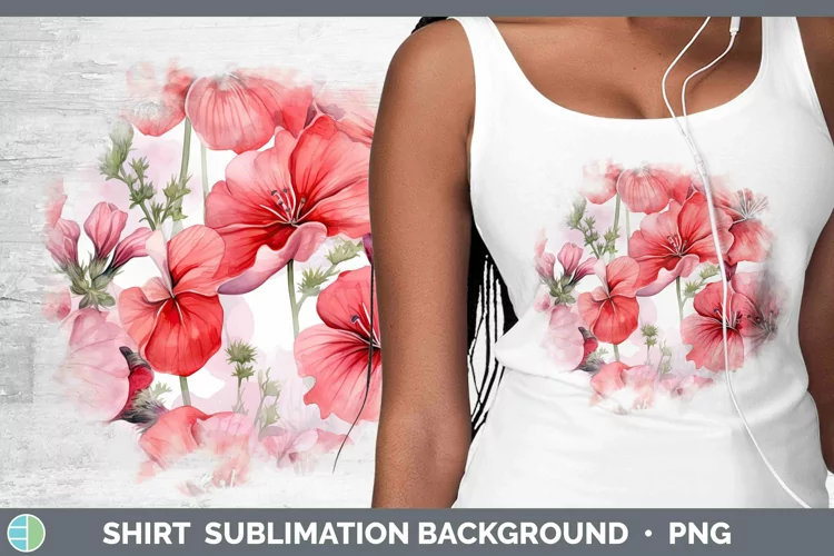 Watercolor Flowers Geranium Shirt Sublimation Sublimation Ba