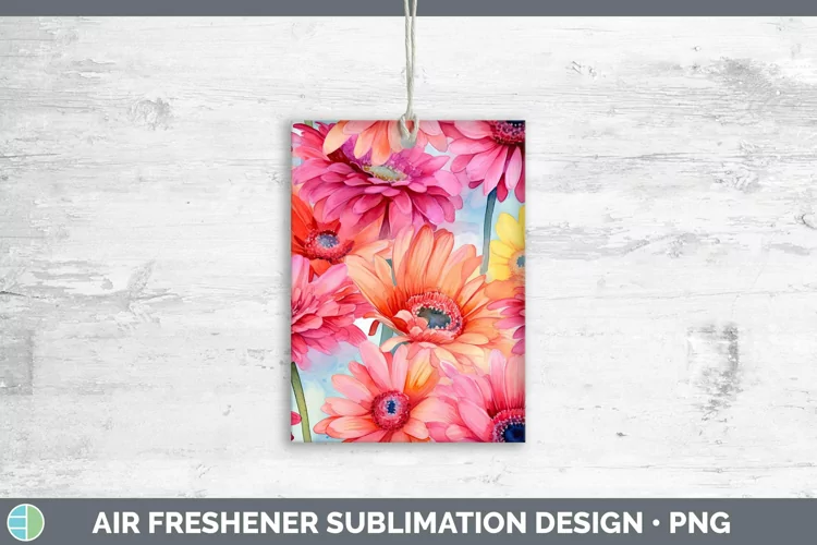 Watercolor Flowers Gerbera Daisy Air Freshener Sublimation C