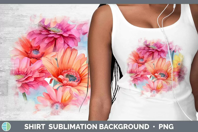 Watercolor Flowers Gerbera Daisy Shirt Sublimation Sublimati