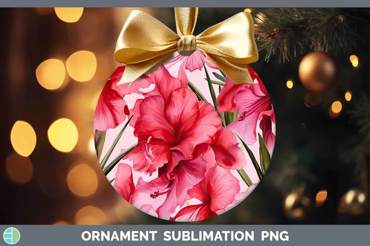 Watercolor Flowers Gladiolus Ornament Sublimation Bauble Des