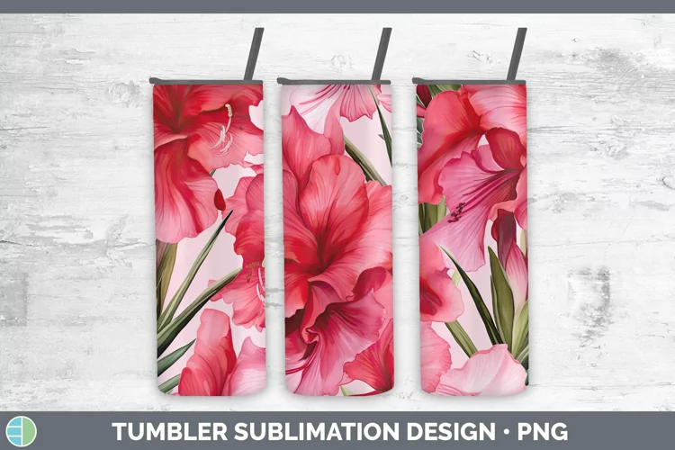 Watercolor Flowers Gladiolus Tumbler Sublimation 20 oz Skinn