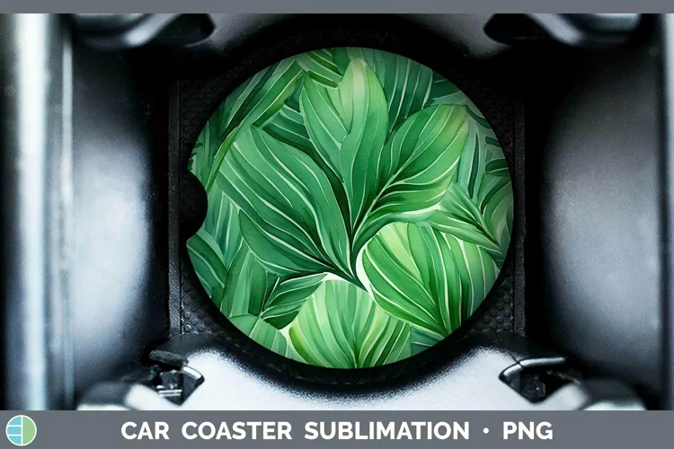 Watercolor Flowers Green Car Coaster Sublimation Coaster Des