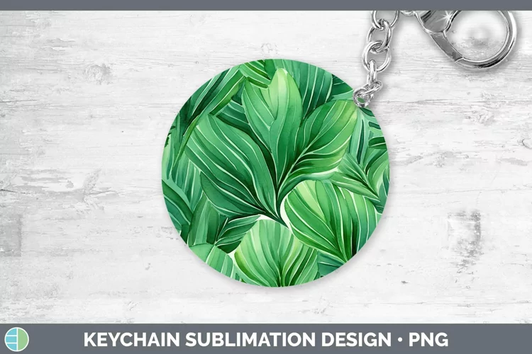 Watercolor Flowers Green Keychain Sublimation Keyring Design