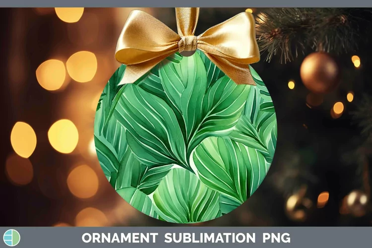 Watercolor Flowers Green Ornament Sublimation Bauble Designs