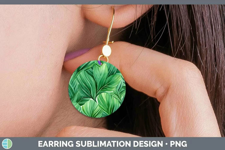 Watercolor Flowers Green Round Earrings Sublimation Earrings