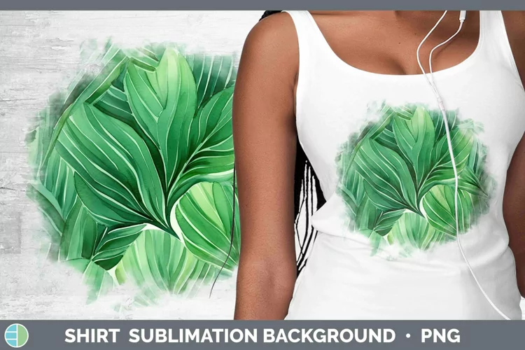 Watercolor Flowers Green Shirt Sublimation Sublimation Backg