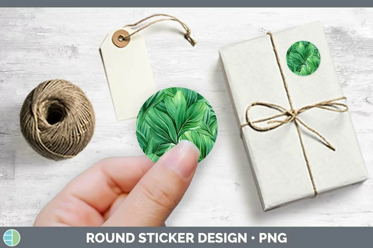 Watercolor Flowers Green Stickers | Round Labels Designs
