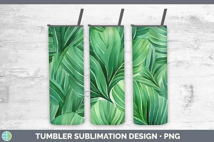 Watercolor Flowers Green Tumbler Sublimation 20 oz Skinny Tu