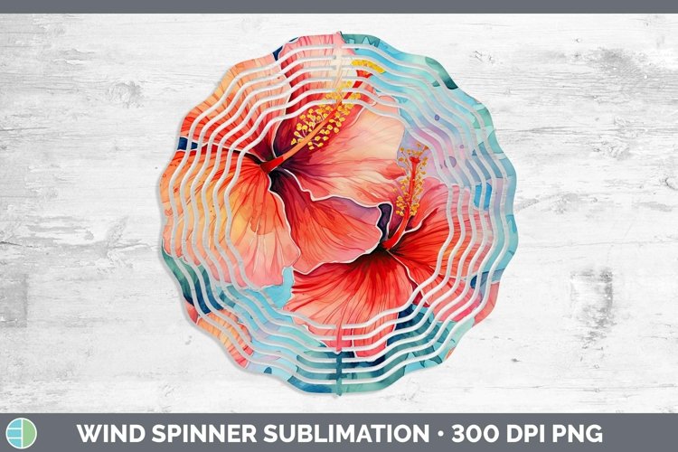Watercolor Flowers Hibiscus Wind Spinner Sublimation Spinner