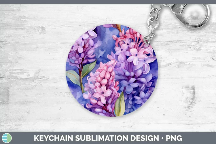 Watercolor Flowers Hyacinth Keychain Sublimation Keyring Des