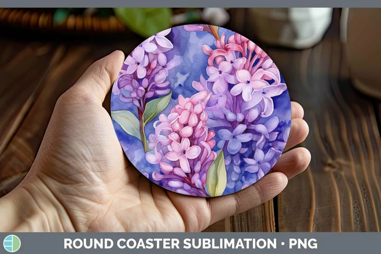 Watercolor Flowers Hyacinth Round Coaster Sublimation Coaste