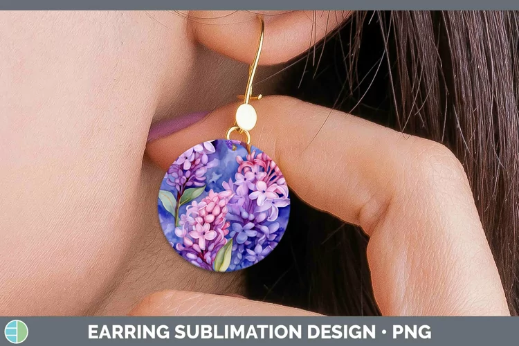 Watercolor Flowers Hyacinth Round Earrings Sublimation Earri