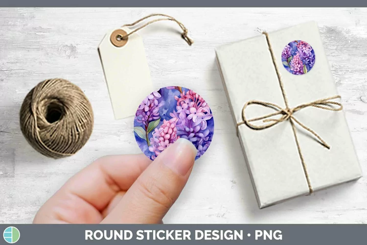 Watercolor Flowers Hyacinth Stickers | Round Labels Designs