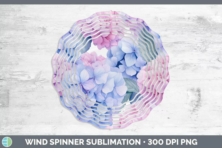 Watercolor Flowers Hydrangea Wind Spinner Sublimation Spinne