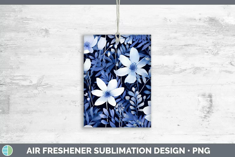 Watercolor Flowers Indigo Air Freshener Sublimation Car Fres