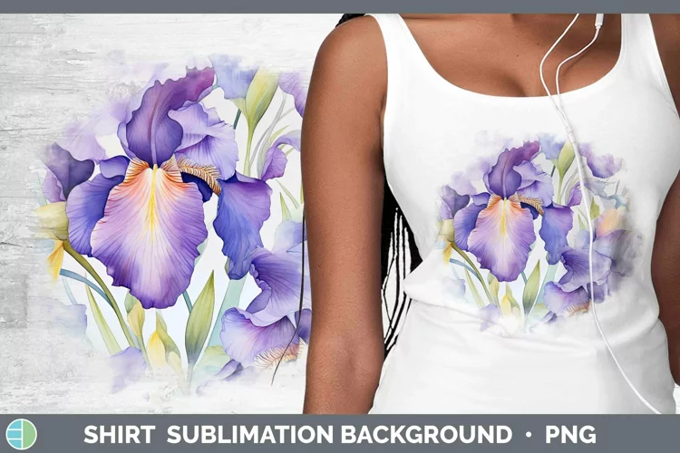 Watercolor Flowers Iris Shirt Sublimation Sublimation Backgr