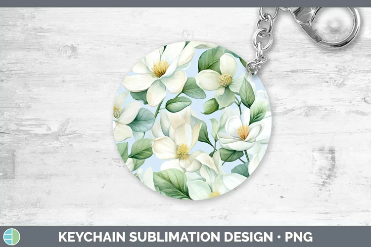 Watercolor Flowers Jasmine Keychain Sublimation Keyring Desi