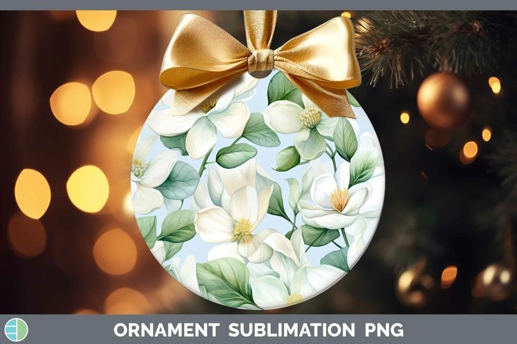Watercolor Flowers Jasmine Ornament Sublimation Bauble Desig