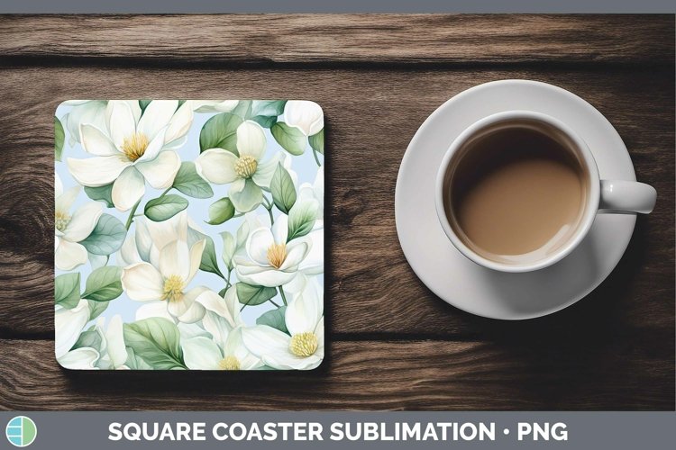 Watercolor Flowers Jasmine Square Coaster Sublimation Coaste